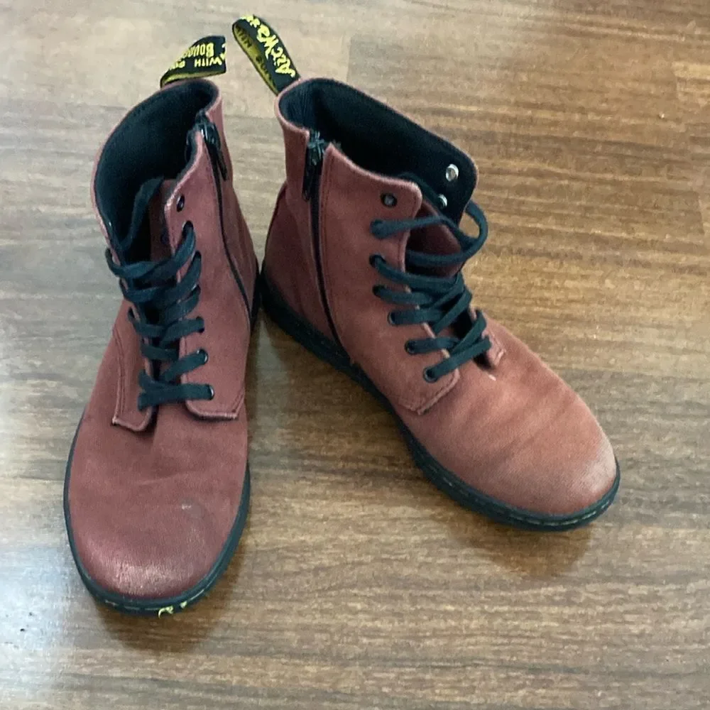 Dr. Martens Kids Red Canvas Boots Sz 3